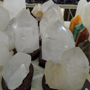 Rough Crystal Points with Wooden Base